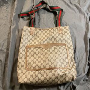 Vintage Gucci Beige Monogram Tote Bag